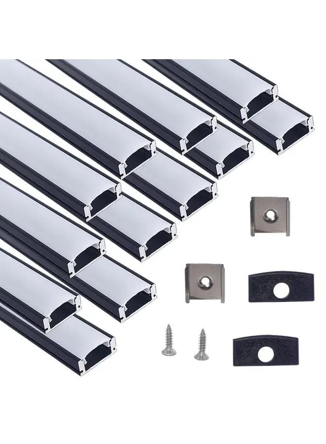 12pcs Black Aluminum U Shaped LED Channel 50cm With Milky White Diffuser - Image 2