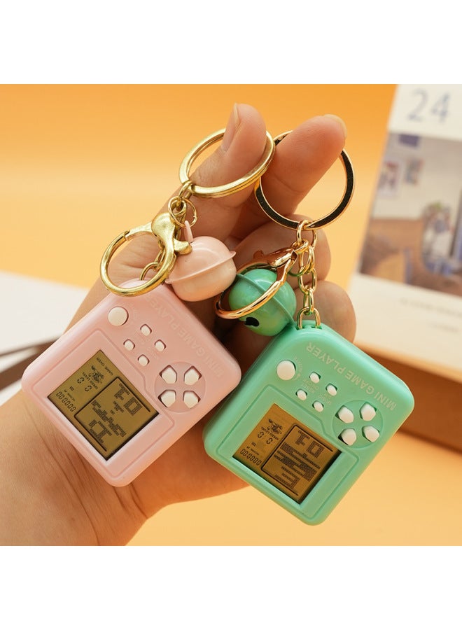Supply Handheld Game Machine Tetris Electronic Toys Children Mini Keychain Hanging Small Gifts-Color:Macaron Powder + Bell  - Image 4