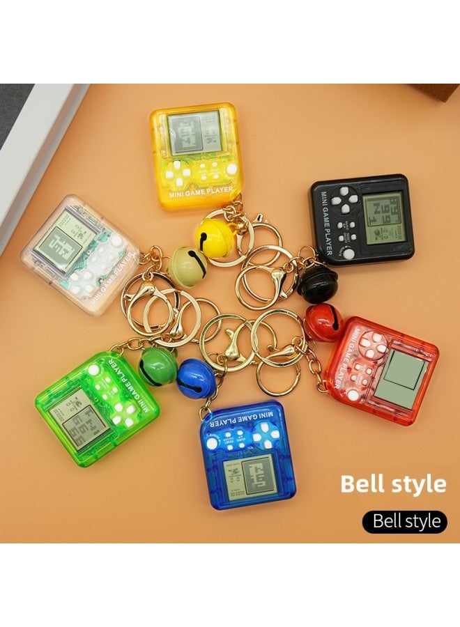 Supply Handheld Game Machine Tetris Electronic Toys Children Mini Keychain Hanging Small Gifts-Color:Macaron Powder + Bell  - Image 3