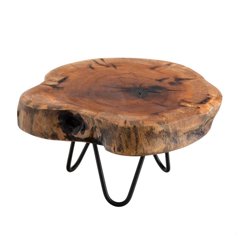 TJ Global TJ Global Natural Edge Tree Trunk Wooden Stand with Hairpin Legs for Displaying Cakes Plants Candles Decor L95 x W8 x H55 