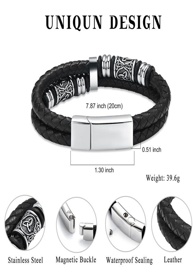 Minicremation Viking Thor's Hammer Cremation Urn Bracelet for Ashes for Men Braided Genuine Leather Urn Bracelet for Human Memorial Keepsake Gift - Image 2
