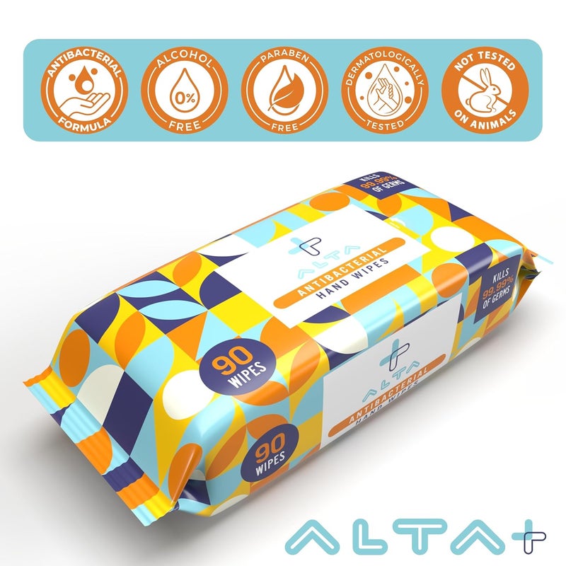 Alta + Antibacterial Hand Wipes 90 Wipes (3) Packs - Image 2