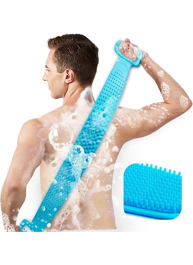 Inmorven Back Scrubber for Shower 30inches and 35Ã‚½ inches Two Size for Choosing Inmorven Bath Body Brush Silicone Back Brush Extra Long Exfoliating Body Scrubber With Handle for Men and Women.(Blue)  - Image 1