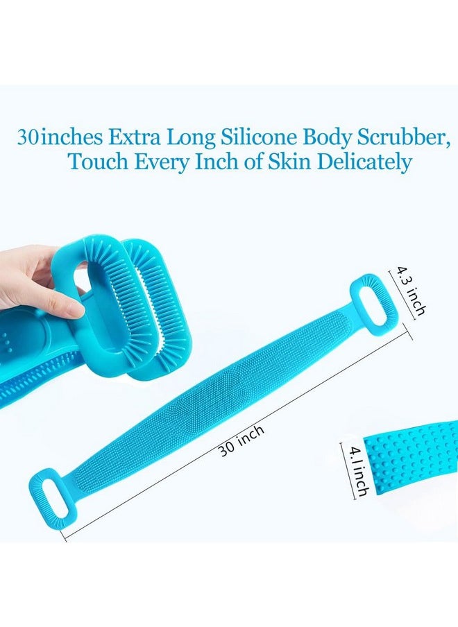 Inmorven Back Scrubber for Shower 30inches and 35Ã‚½ inches Two Size for Choosing Inmorven Bath Body Brush Silicone Back Brush Extra Long Exfoliating Body Scrubber With Handle for Men and Women.(Blue)  - Image 2