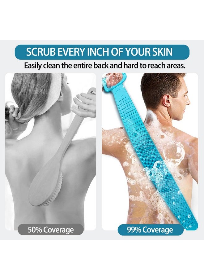 Inmorven Back Scrubber for Shower 30inches and 35Ã‚½ inches Two Size for Choosing Inmorven Bath Body Brush Silicone Back Brush Extra Long Exfoliating Body Scrubber With Handle for Men and Women.(Blue)  - Image 3