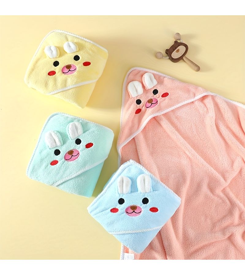 Yellow Soft Cartoon Animal Bib And Blanket 80x80cm - Image 4
