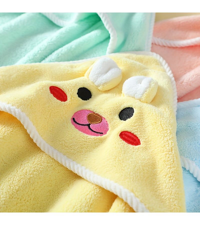 Yellow Soft Cartoon Animal Bib And Blanket 80x80cm - Image 5