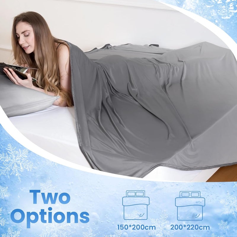 Elegear Arc-Chill Q-Max 0.5 Lightweight Summer Blanket, Self-Cooling Blanket for Better Sleep, Double-Sided Cotton Cooling Blanket as Sofa Blanket, Cuddly Blanket, 200 x 220 cm - Image 5