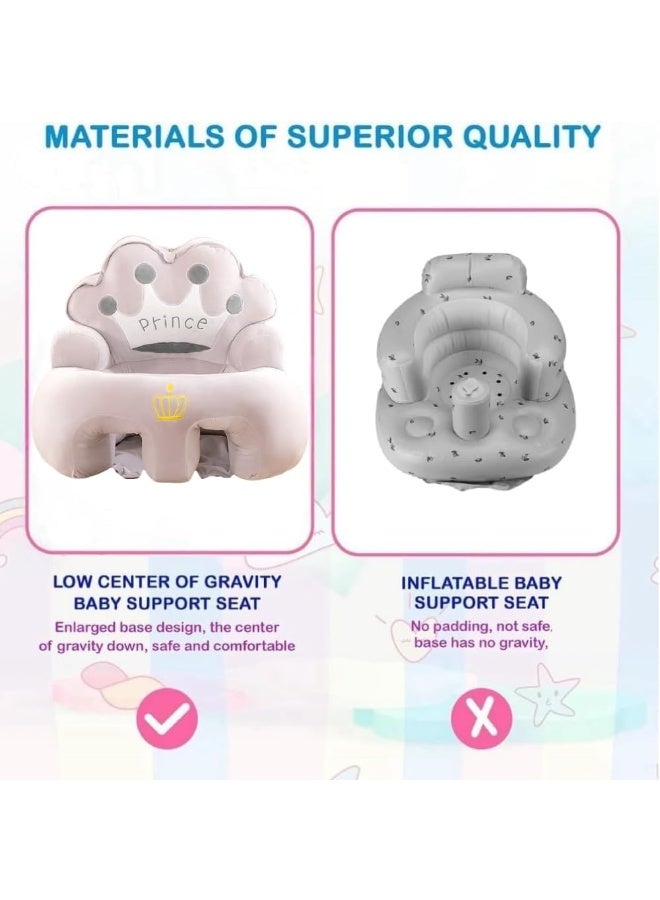 SFENG Baby Sitting Chair, Baby Sofa Toy, Baby Support Seat, Baby Comfort Learning Seat, Learning Sitting and Feeding Chair, Soft and Cuddly Plush Floor Sofa for Baby to Play, Suitable for Boys and Girls (Gray Crown) - Image 5