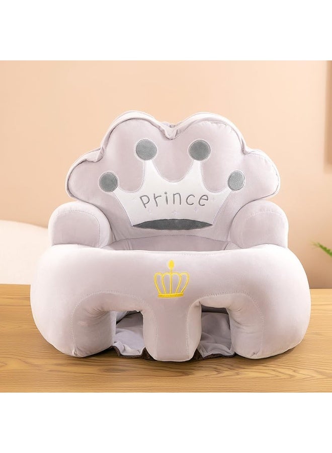 SFENG Baby Sitting Chair, Baby Sofa Toy, Baby Support Seat, Baby Comfort Learning Seat, Learning Sitting and Feeding Chair, Soft and Cuddly Plush Floor Sofa for Baby to Play, Suitable for Boys and Girls (Gray Crown) - Image 2