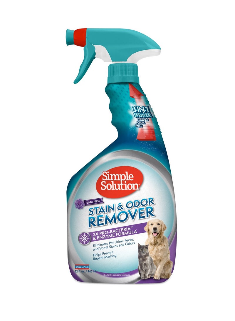 Simple Solution Pet Stain & Odor Remover, Floral Fresh Scent 32 OZ - Image 2