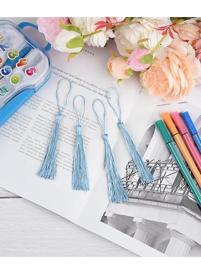 هابي دي أربطة حريرية ملونة مع حبل معلق باللون الأزرق السماوي لتزيين المنزل، والستائر، والمجوهرات، وحفلات الزفاف، وسلاسل المفاتيح - 100 قطعة - Image 5