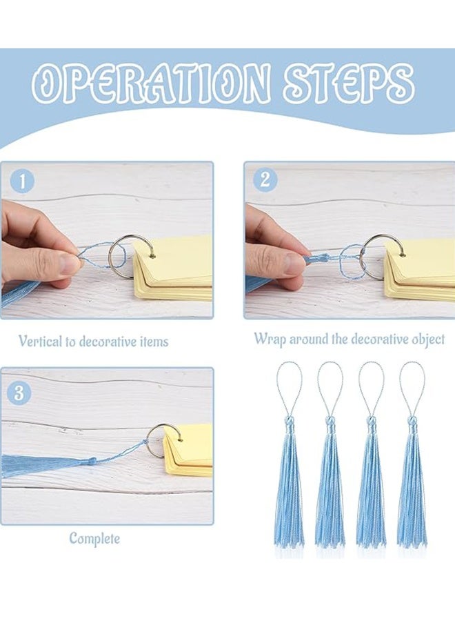 هابي دي أربطة حريرية ملونة مع حبل معلق باللون الأزرق السماوي لتزيين المنزل، والستائر، والمجوهرات، وحفلات الزفاف، وسلاسل المفاتيح - 100 قطعة - Image 4