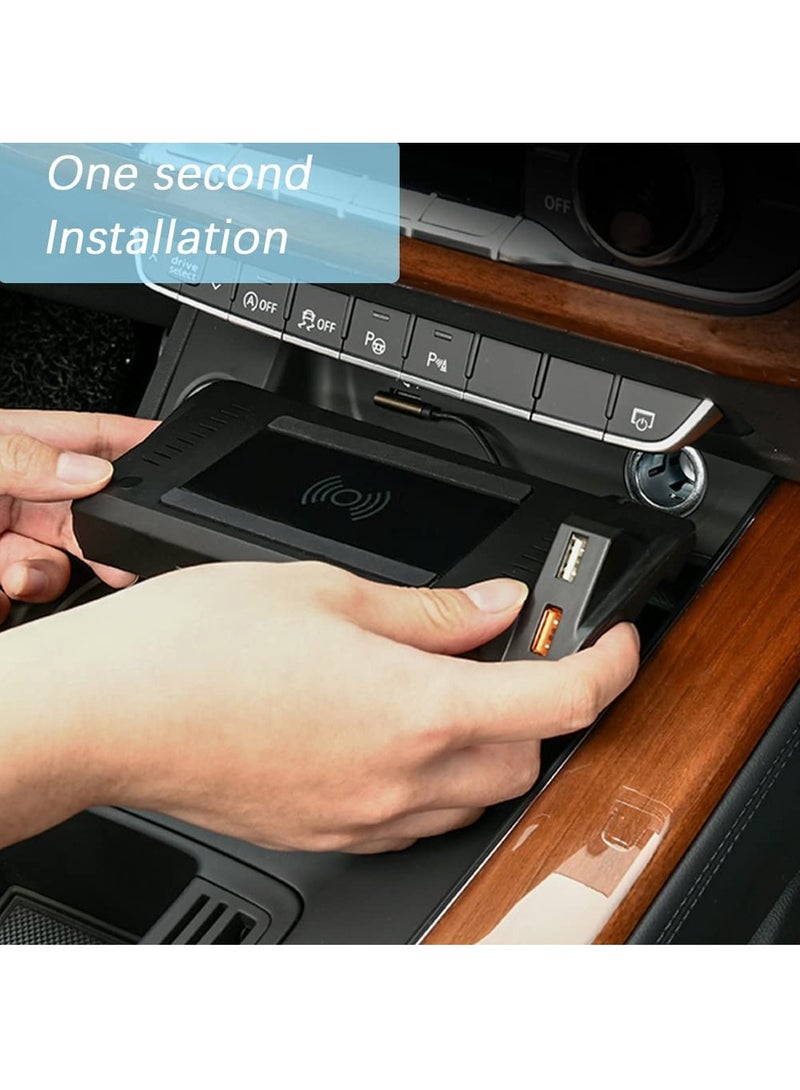KASTWAVE Wireless Charger for Audi A4 2017-2023/A5 2018-2023,Center Console 15W Wireless Charger Pad with QC 3.0 USB Port,Phone Charging Station for Car Apply to Wireless Charge Supported Phones. - Image 4