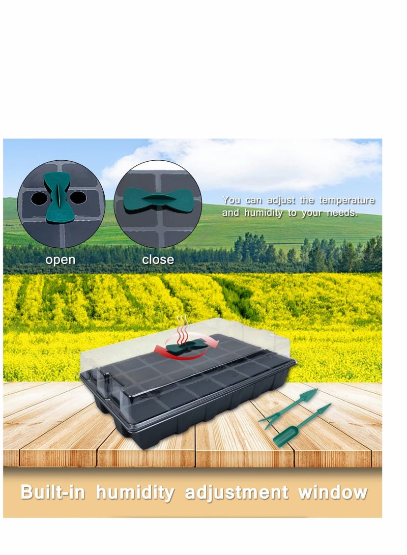 SYOSI 3PCS 24 Cells Seed Trays with Lids Plant Germination Seedlings Tray Garden Seed Propagator Set Growing Trays for Indoor Outdoor Greenhouse - Image 2