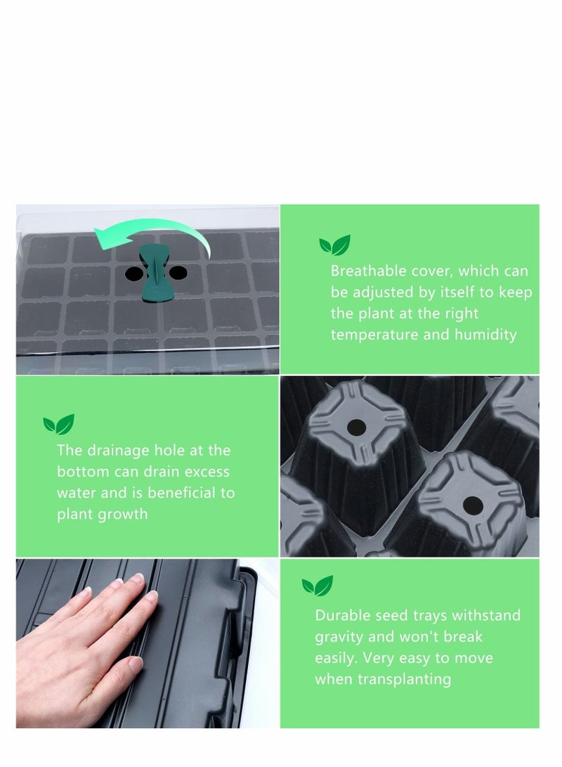 SYOSI 3PCS 24 Cells Seed Trays with Lids Plant Germination Seedlings Tray Garden Seed Propagator Set Growing Trays for Indoor Outdoor Greenhouse - Image 3