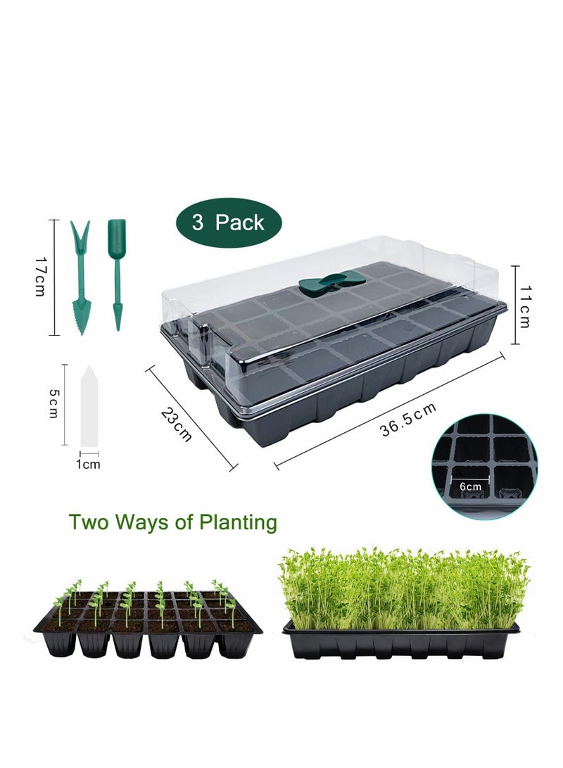 SYOSI 3PCS 24 Cells Seed Trays with Lids Plant Germination Seedlings Tray Garden Seed Propagator Set Growing Trays for Indoor Outdoor Greenhouse - Image 5