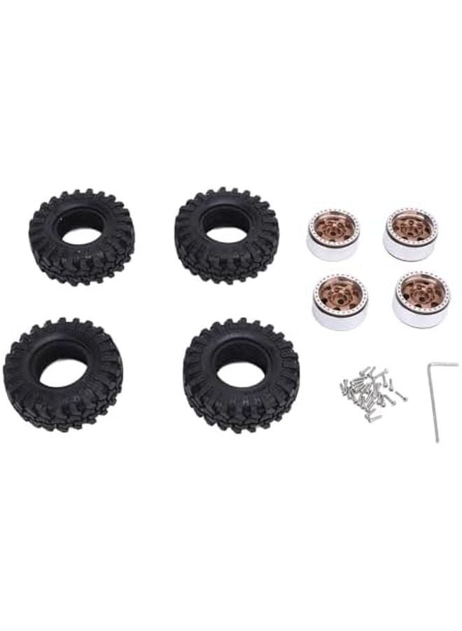 مجموعة عجلات من سبائك الألومنيوم وإطارات بمقياس 1:24 من النحاس العتيق لسيارة الزحافة - Image 2