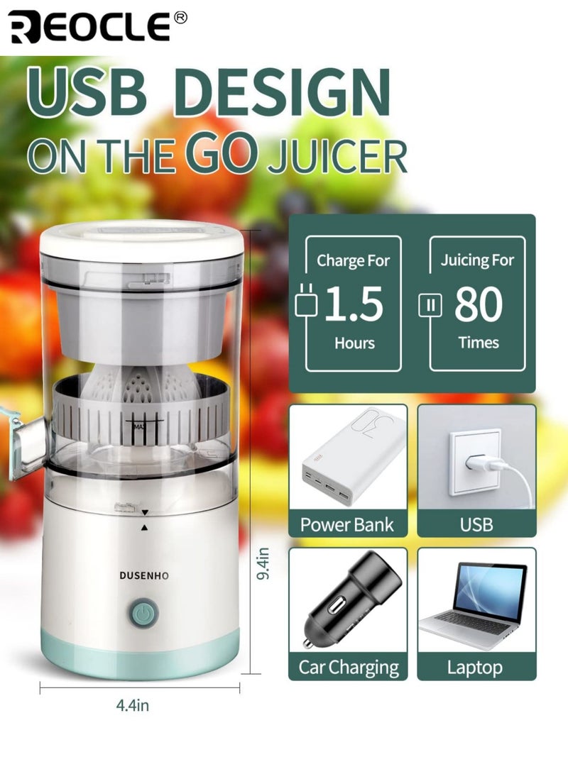 ريوكل عصارة حمضيات محمولة قابلة لإعادة الشحن عبر USB عصارة برتقال وليمون بتصميم قابل للفصل مادة PP آمنة الغذاء لصنع العصير الطازج في المنزل - Image 2