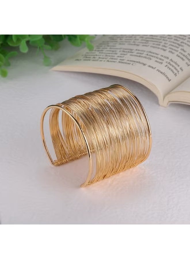 【Multi-layered Golden Luxurious Bracelet】 A Multi-layered Golden Bracelet With A Luxurious European And American Style, Featuring Intertwined Golden Elements. - Image 3