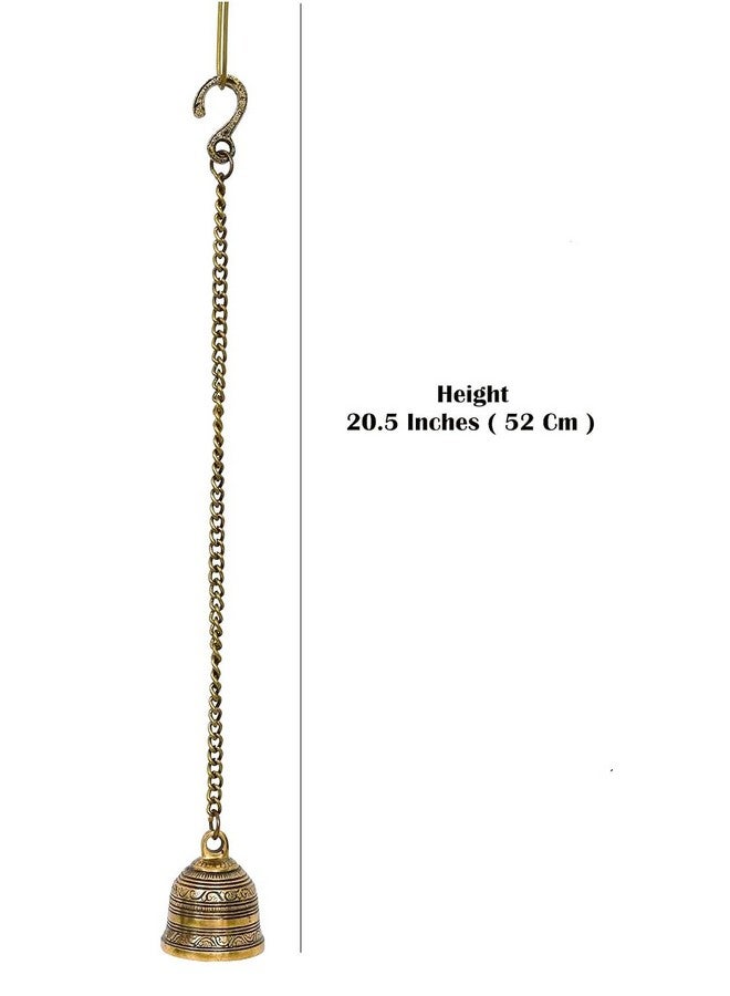 Advanzo Ethnic Indian Handcrafted Brass Temple Hanging Bell with Chain Wall Hanging Handcrafted | Ghanti for Pooja Room & Home Decoration | 5 x 5 x 6.2 x 40 Centimeters Bell with Chain - Image 5