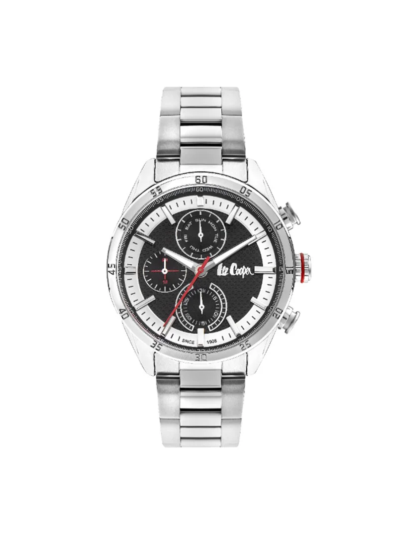 Lee Cooper Men's VX9NE1 Movement Watch, Multi Function Display and Metal Strap - LC07834.350, Silver