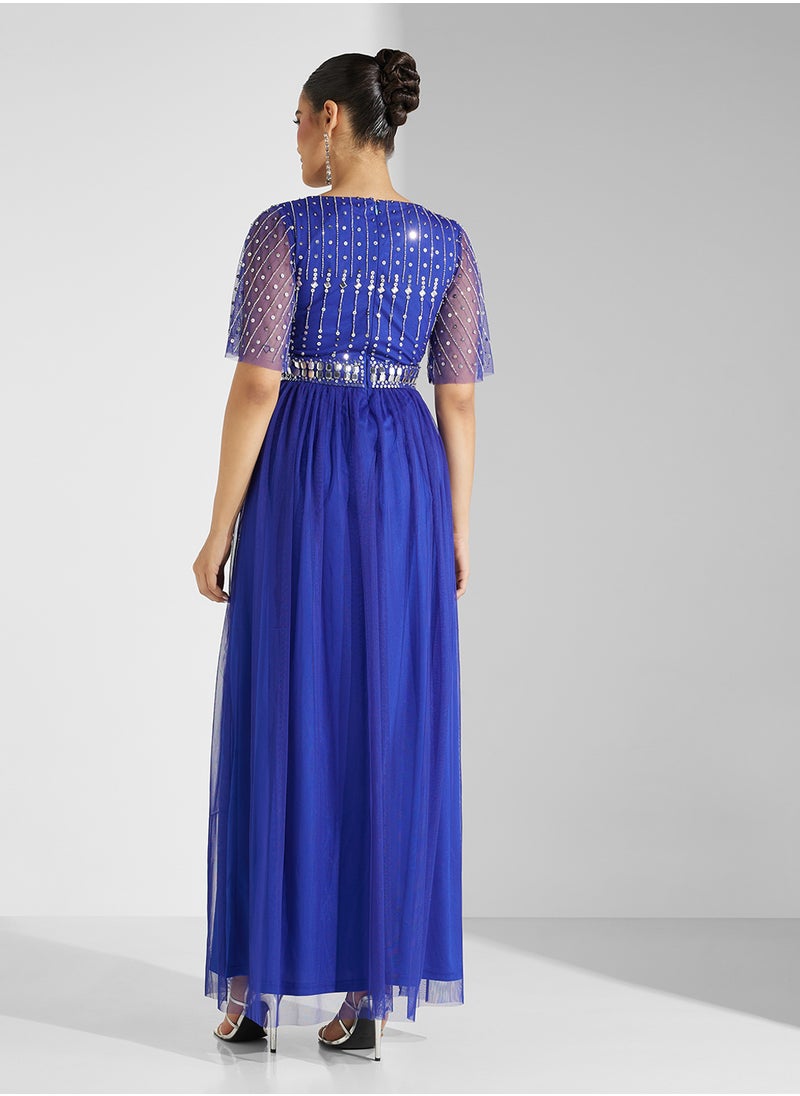 Amelia Rose Embellished Belted Maxi Dress  - Image 2