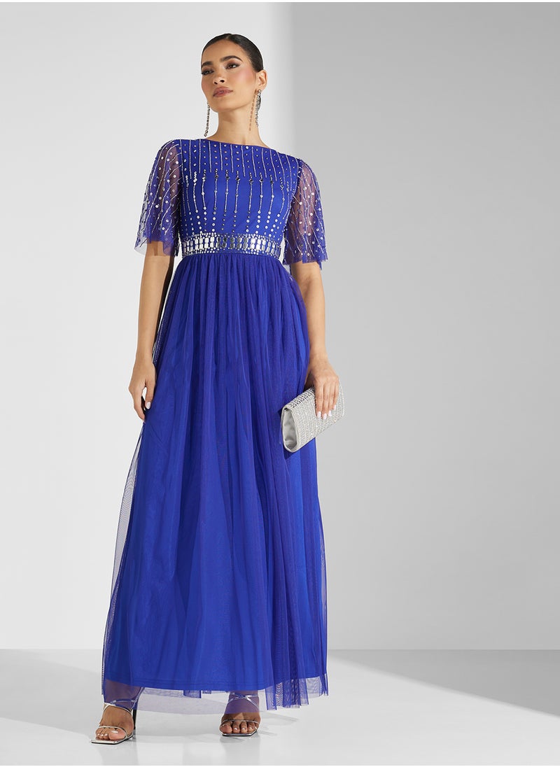 Amelia Rose Embellished Belted Maxi Dress  - Image 1