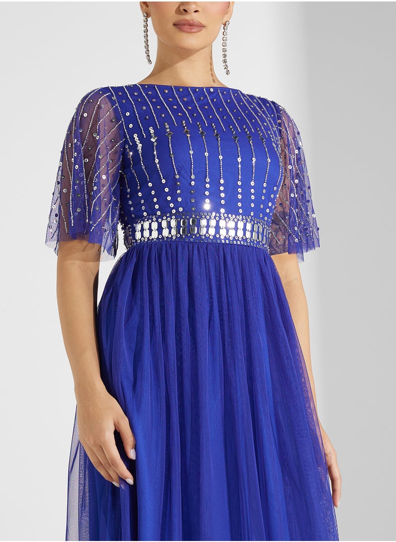 Amelia Rose Embellished Belted Maxi Dress  - Image 3