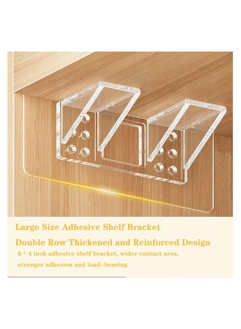 Excefore Shelf Support Pegs 12 Pcs Clear Self Cabinet Adhesive Shelves Clips Double Row Thickened and Reinforced Design Shelf Support Pegs for Shelves Kitchen Cabinet Book Closet - Image 3