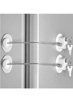 Fridge Locks Freezer Locks Window Locks PVC Refrigerator Locks with Strong 3M Adhesives for Baby Safety Used on Refrigerators Freezers Cabinets Dryers Washers ect 2 pcs White