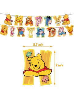 General Winnie the Pooh theme birthday party decoration Winnie the Pooh flag cake card balloon Spiral charm invitation card  - Image 2