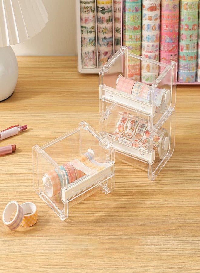 Kryoflare Desktop Washi Tape Dispenser and Cutter, Transparent Roll Holder Organizer for Office and DIY Crafts - Image 2
