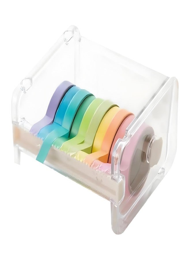 Kryoflare Desktop Washi Tape Dispenser and Cutter, Transparent Roll Holder Organizer for Office and DIY Crafts - Image 1