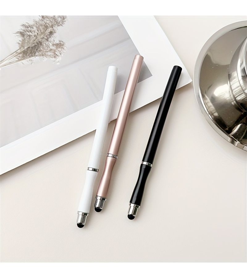 Dual Purpose Stylus White Black 2 Pack For Smartphones Tablets Editing Photo Retouching Rubber Disc Tip - Image 2