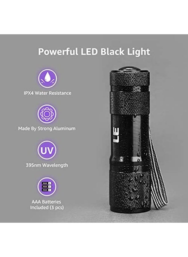 Lepro UV Flashlight, Black Light UV Torch, 9 LED 395nm UV Light, Blacklight Detector for Pet Urine, Stain, Bed Bugs, Fungi, Scorpion and More, Ultraviolet Flashlight Mini, 3 AAA Batteries Included - Image 3
