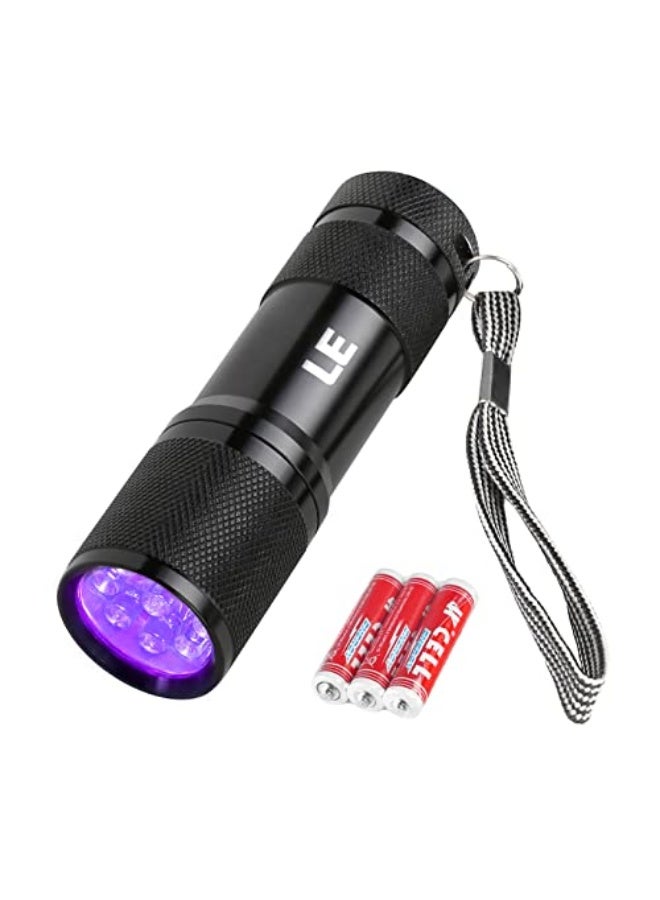 Lepro UV Flashlight, Black Light UV Torch, 9 LED 395nm UV Light, Blacklight Detector for Pet Urine, Stain, Bed Bugs, Fungi, Scorpion and More, Ultraviolet Flashlight Mini, 3 AAA Batteries Included - Image 1
