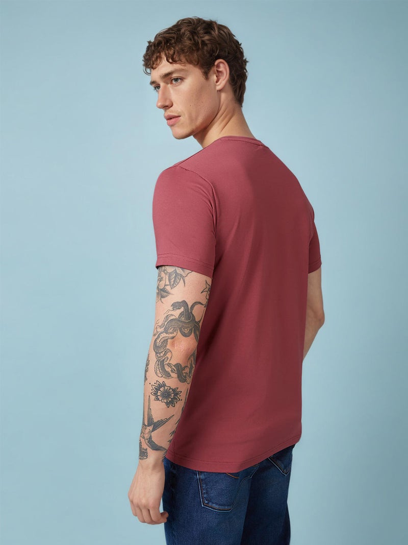STATUS QUO Slogan Print Regular Fit Lt. Wine T-shirt - Image 3