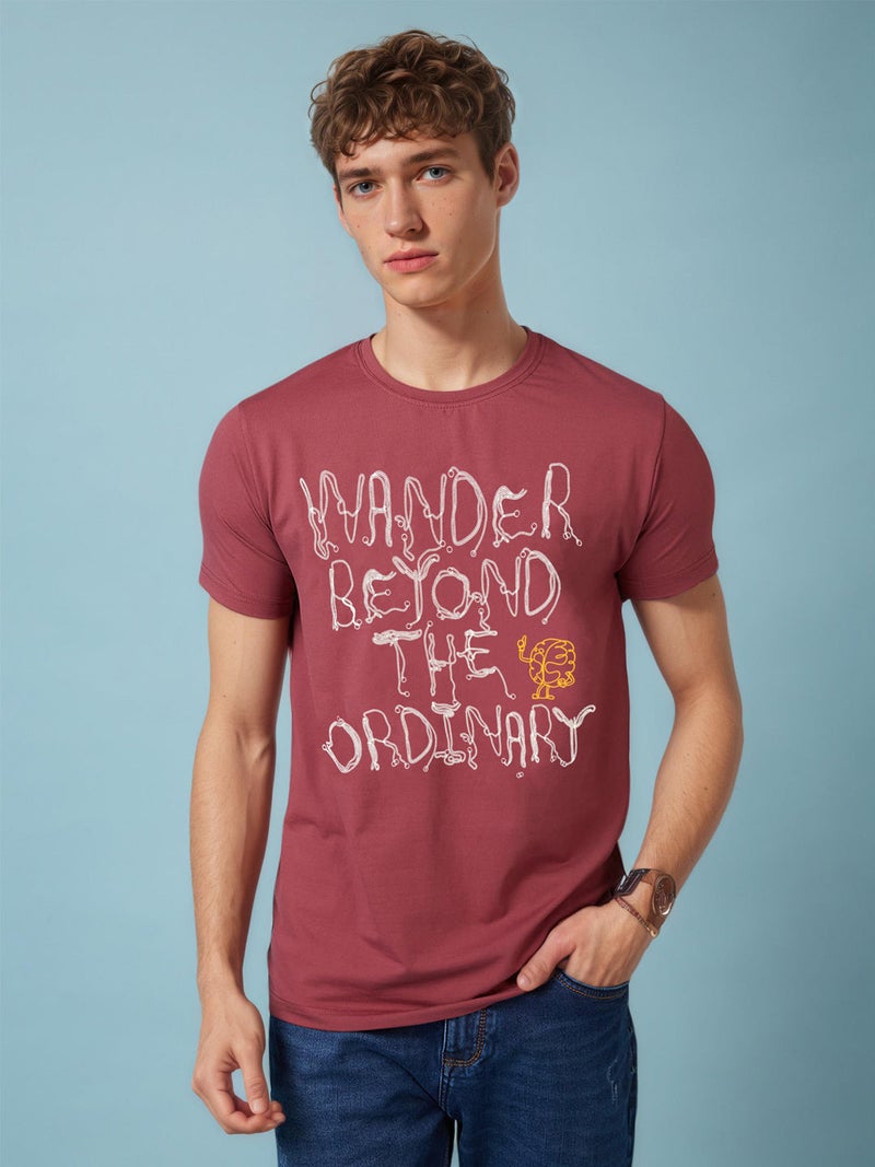 STATUS QUO Slogan Print Regular Fit Lt. Wine T-shirt - Image 1