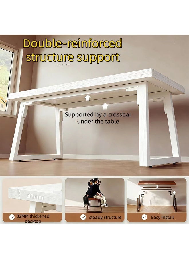 JCB CHIC طاولة دراسة خشبية كبيرة 120×60×75 سم، مكتب كمبيوتر بسيط - مكتب مكتبي أبيض عصري بأرجل شبه منحرفة، طاولة كتابة متينة للمكتب المنزلي، العمل من المنزل، غرفة النوم - سهلة التجميع - Image 4