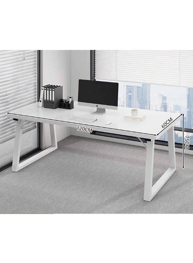 JCB CHIC طاولة دراسة خشبية كبيرة 120×60×75 سم، مكتب كمبيوتر بسيط - مكتب مكتبي أبيض عصري بأرجل شبه منحرفة، طاولة كتابة متينة للمكتب المنزلي، العمل من المنزل، غرفة النوم - سهلة التجميع - Image 2