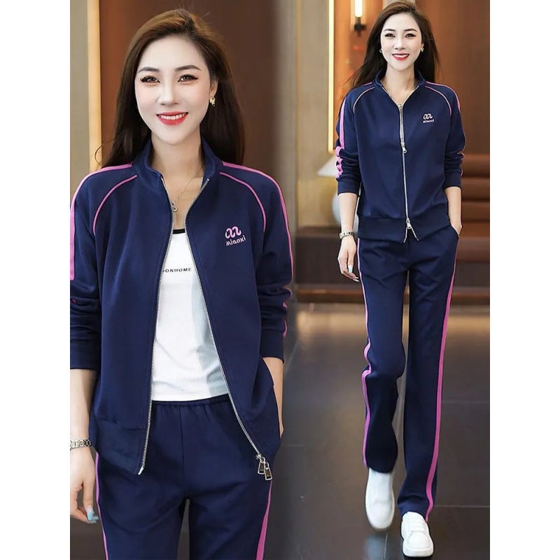 Casual Sportswear suit Womens Autumn 2024 New Fashion Age-reducing Slim-fit Sweatshirt Wide-leg Pants Two-piece Set Black - Image 5