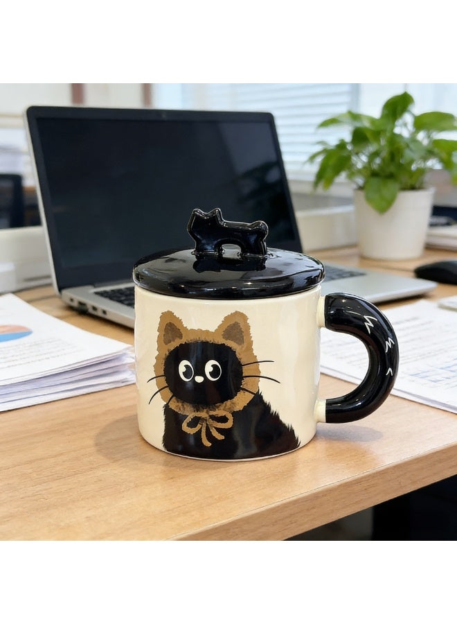 Warwick Cute Cat Ceramic Coffee Mug with Lid, 360ml Heat-Resistant Coffee & Tea Cup, Cartoon Design for Home and Office, Perfect Birthday, New Year & Ramadan Gift for Ladies and Women - Image 5