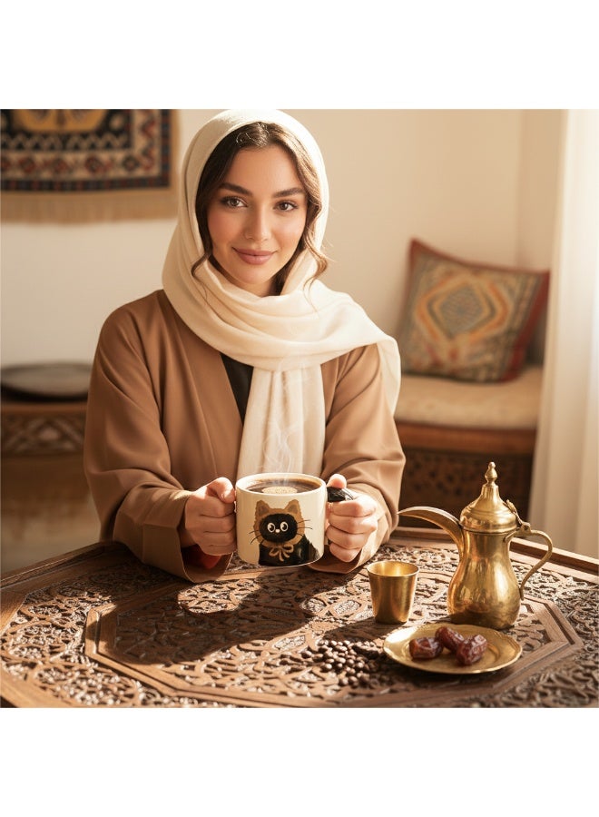 Warwick Cute Cat Ceramic Coffee Mug with Lid, 360ml Heat-Resistant Coffee & Tea Cup, Cartoon Design for Home and Office, Perfect Birthday, New Year & Ramadan Gift for Ladies and Women - Image 2