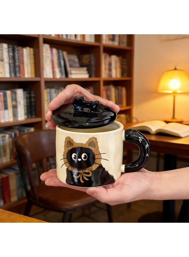 Warwick Cute Cat Ceramic Coffee Mug with Lid, 360ml Heat-Resistant Coffee & Tea Cup, Cartoon Design for Home and Office, Perfect Birthday, New Year & Ramadan Gift for Ladies and Women - Image 4