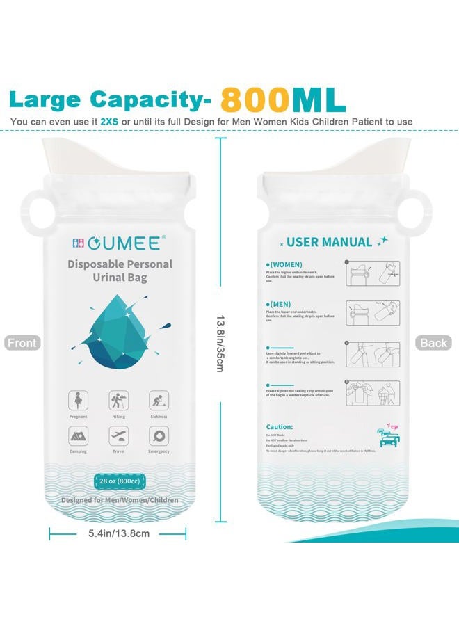 OUMEE 12 Pack 700 ML Disposable Urinal Bags, Camping Pee Bags Unisex Urine Bags Vomit Bags for Travel Traffic Jam Emergency Portable Toilet Bee Bag for Men Women Kids Children Patient (White-12 Pack) - Image 3