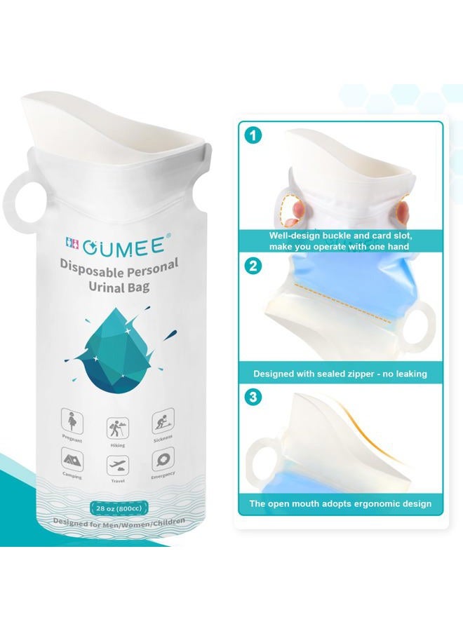 OUMEE 12 Pack 700 ML Disposable Urinal Bags, Camping Pee Bags Unisex Urine Bags Vomit Bags for Travel Traffic Jam Emergency Portable Toilet Bee Bag for Men Women Kids Children Patient (White-12 Pack) - Image 4