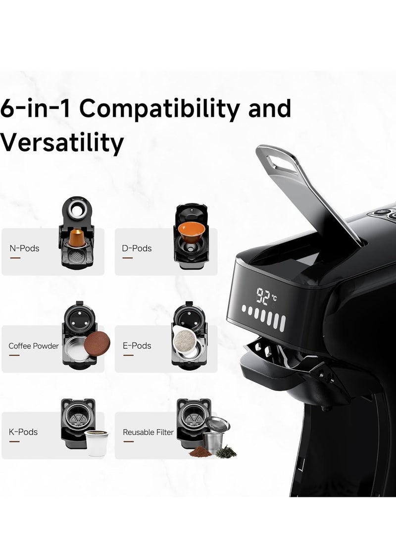هيبرو ماكينة قهوة متعددة الاستخدام 5 في 1 – إسبرسو احترافي بضغط 19 بار – تدعم الكبسولات والمسحوق – إعداد ساخن وبارد - Image 4