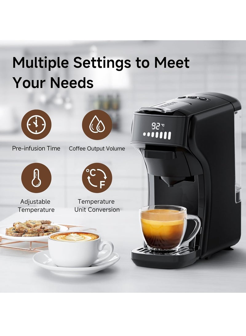 هيبرو ماكينة قهوة متعددة الاستخدام 5 في 1 – إسبرسو احترافي بضغط 19 بار – تدعم الكبسولات والمسحوق – إعداد ساخن وبارد - Image 5