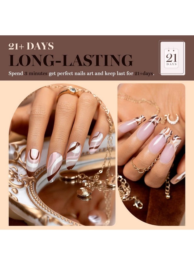RARJSM Nail Art Gel Liner Nude Color 6Pcs Set Nude Pink Brown Skin Tone Painting Striping Gel Nail Polish Uv Led Curing Requires Soak Off 8Ml Build In Thin Sharp Brush Home Diy Salon Swirl Nail Design - Image 4